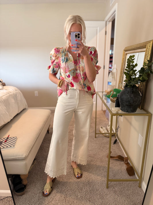 White Eyelet Pant