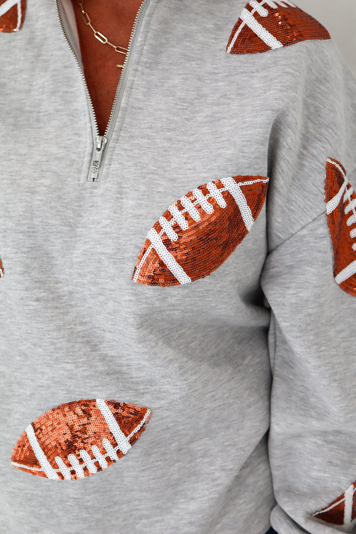 Sequin Football Quarter Zip