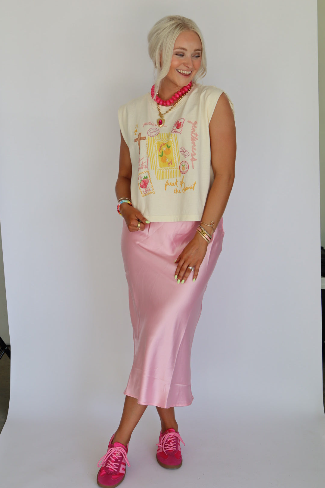 Soft Pink Silk Skirt