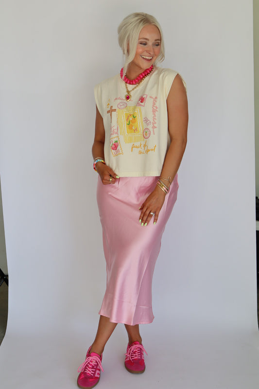 Soft Pink Silk Skirt