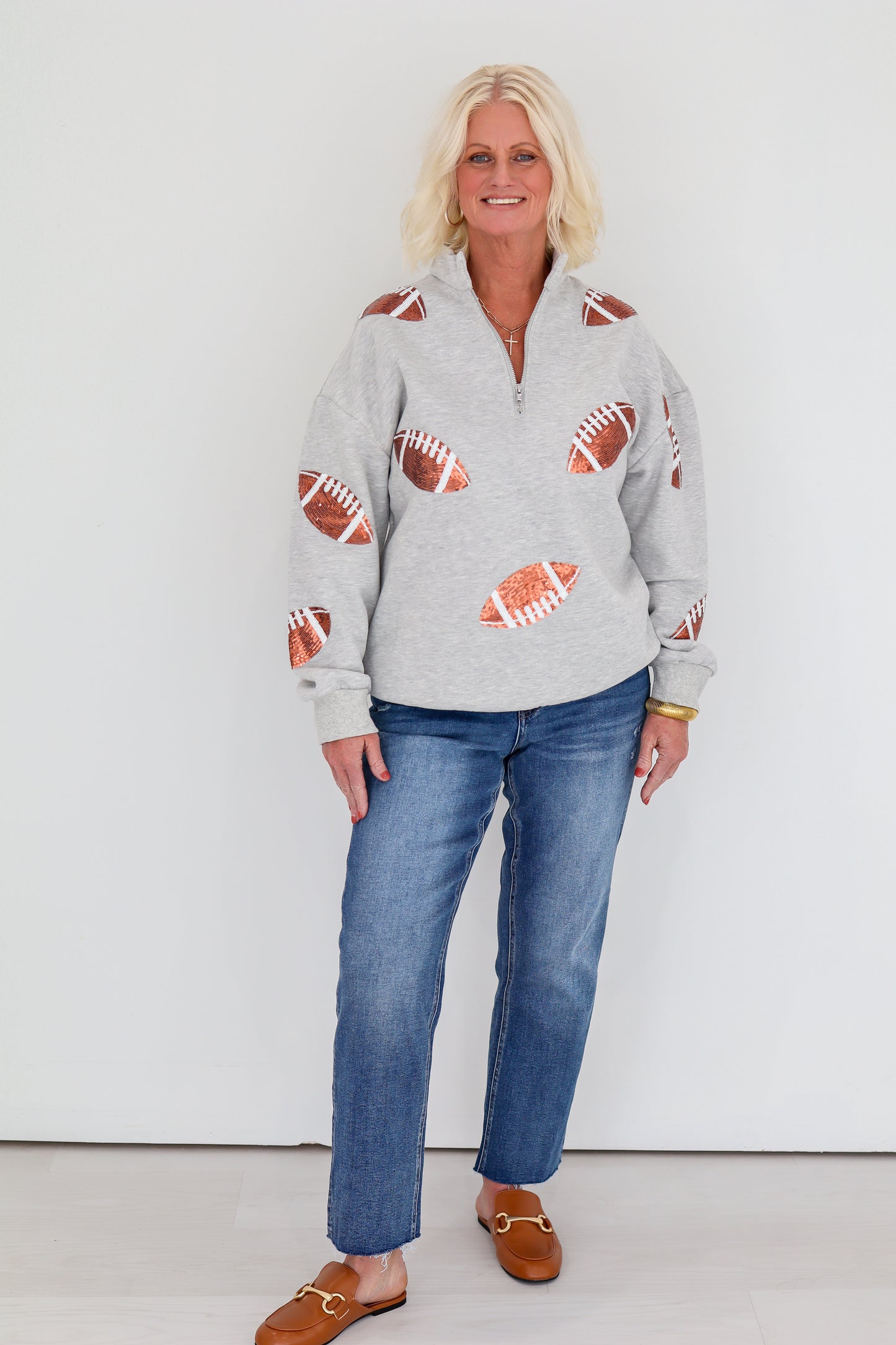 Sequin Football Quarter Zip