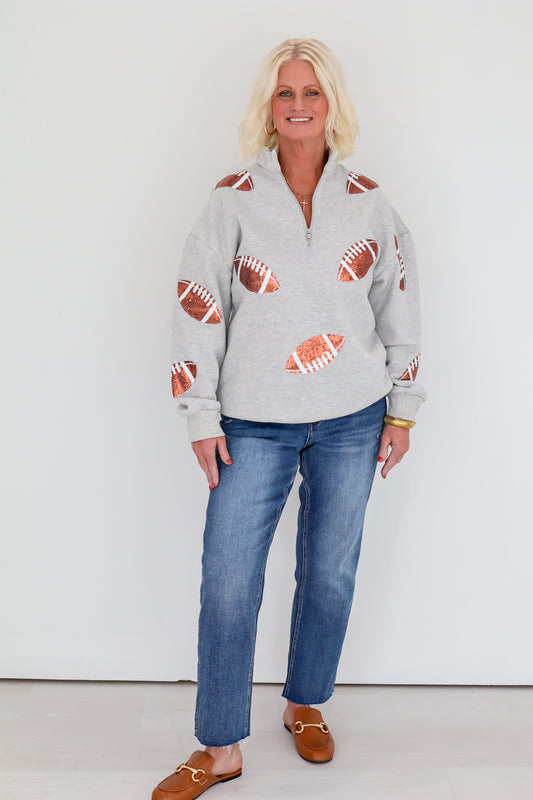 Sequin Football Quarter Zip