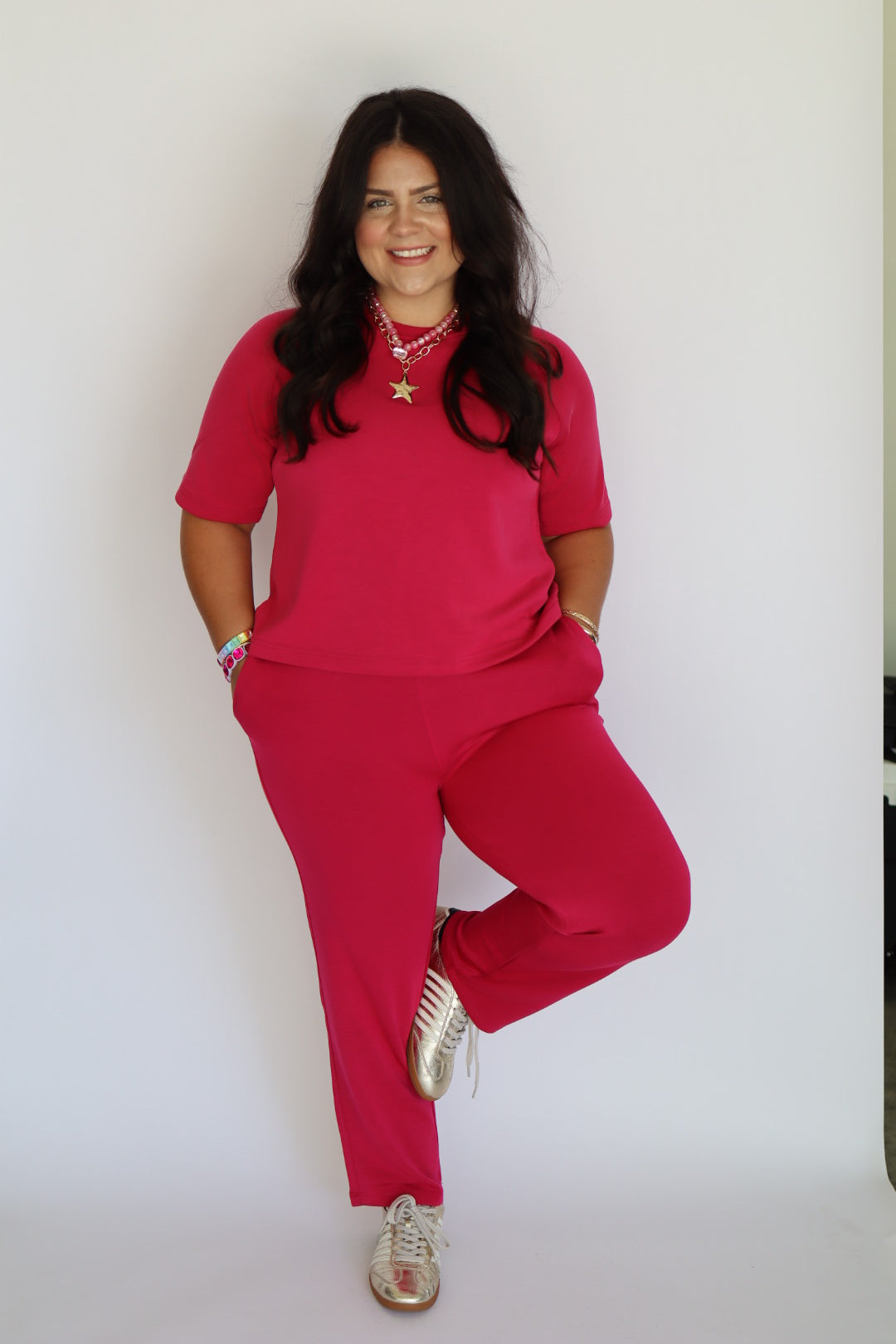 Plum Pink Scuba Pant Set
