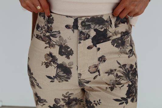 Freda Floral Taupe Pant
