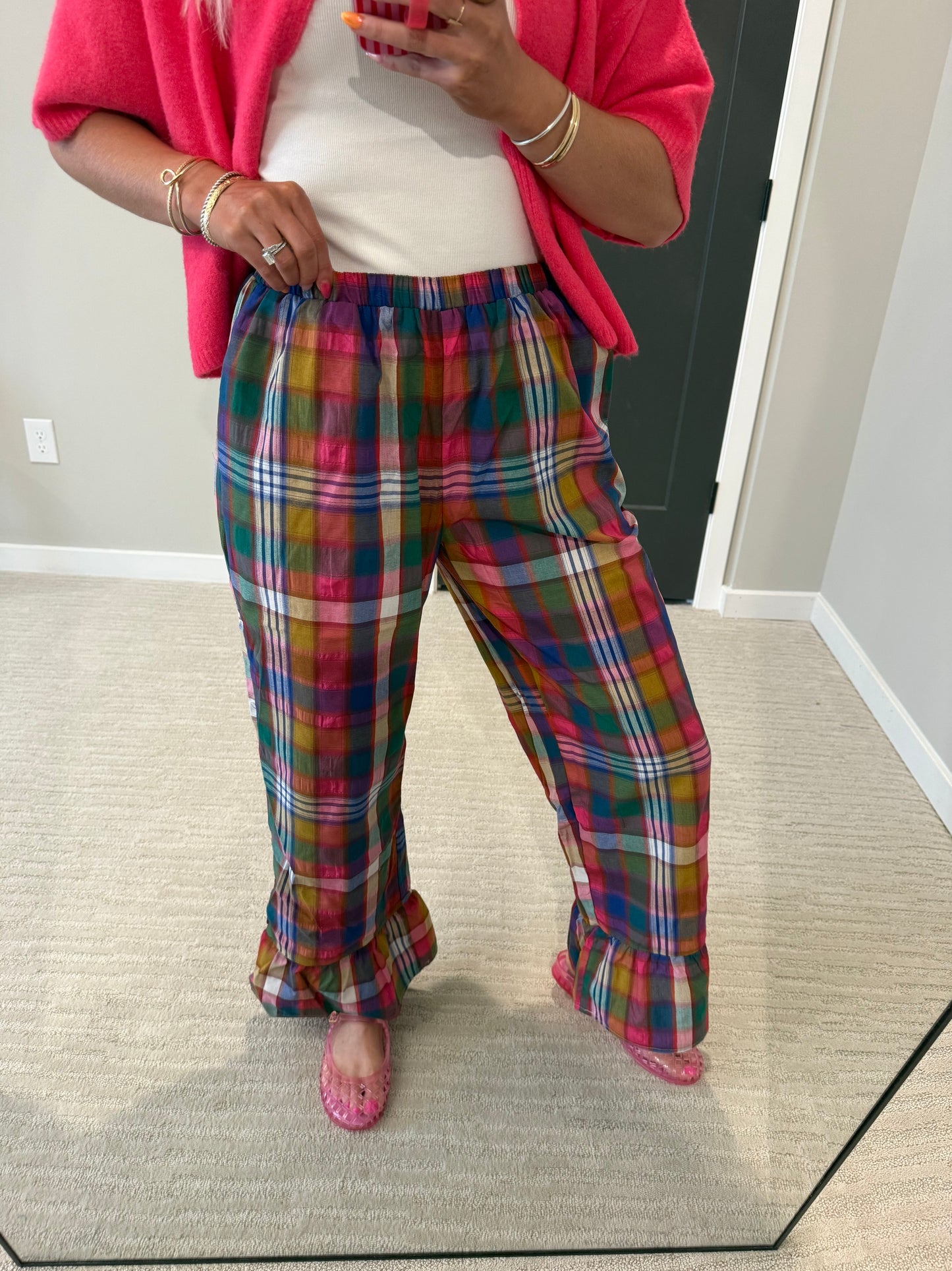 Preppy Plaid Ruffle Pant