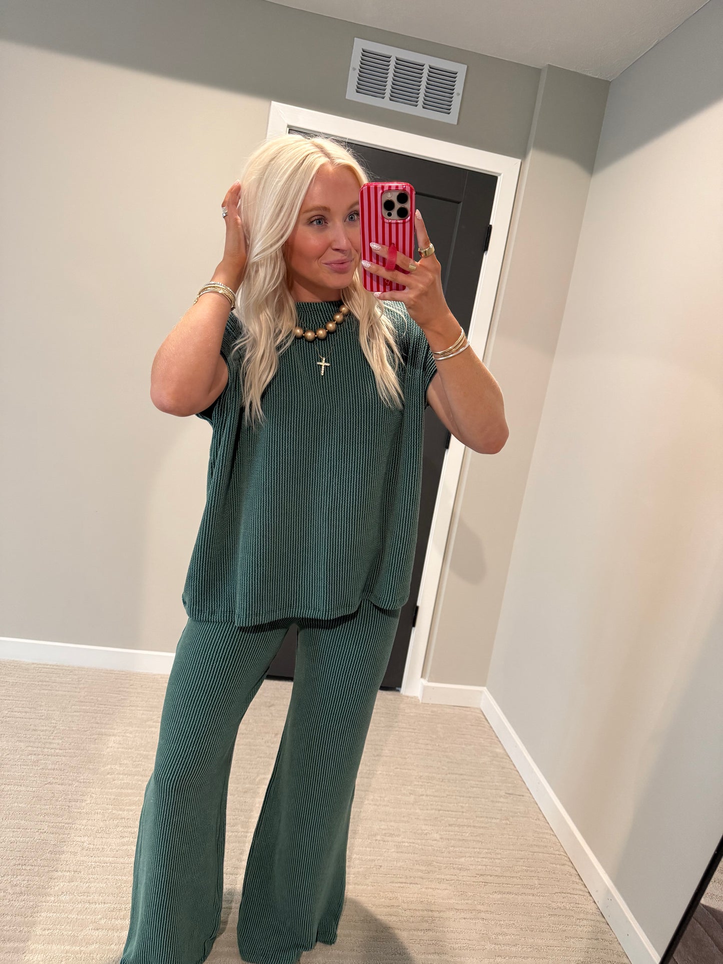 Hunter Green Ribbed Set