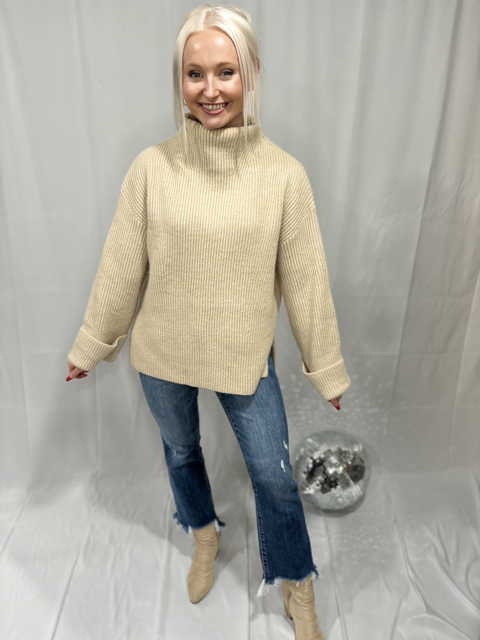 Oatmeal oversized sweater deals