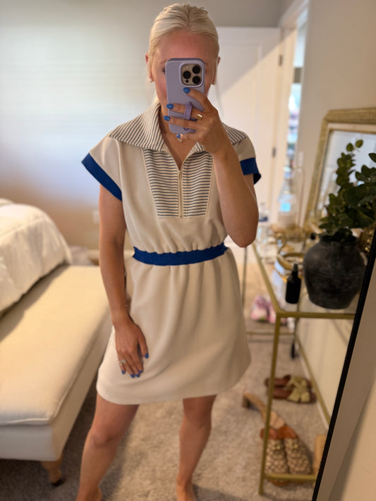 Royal Blue & Ivory Ribbed Mini
