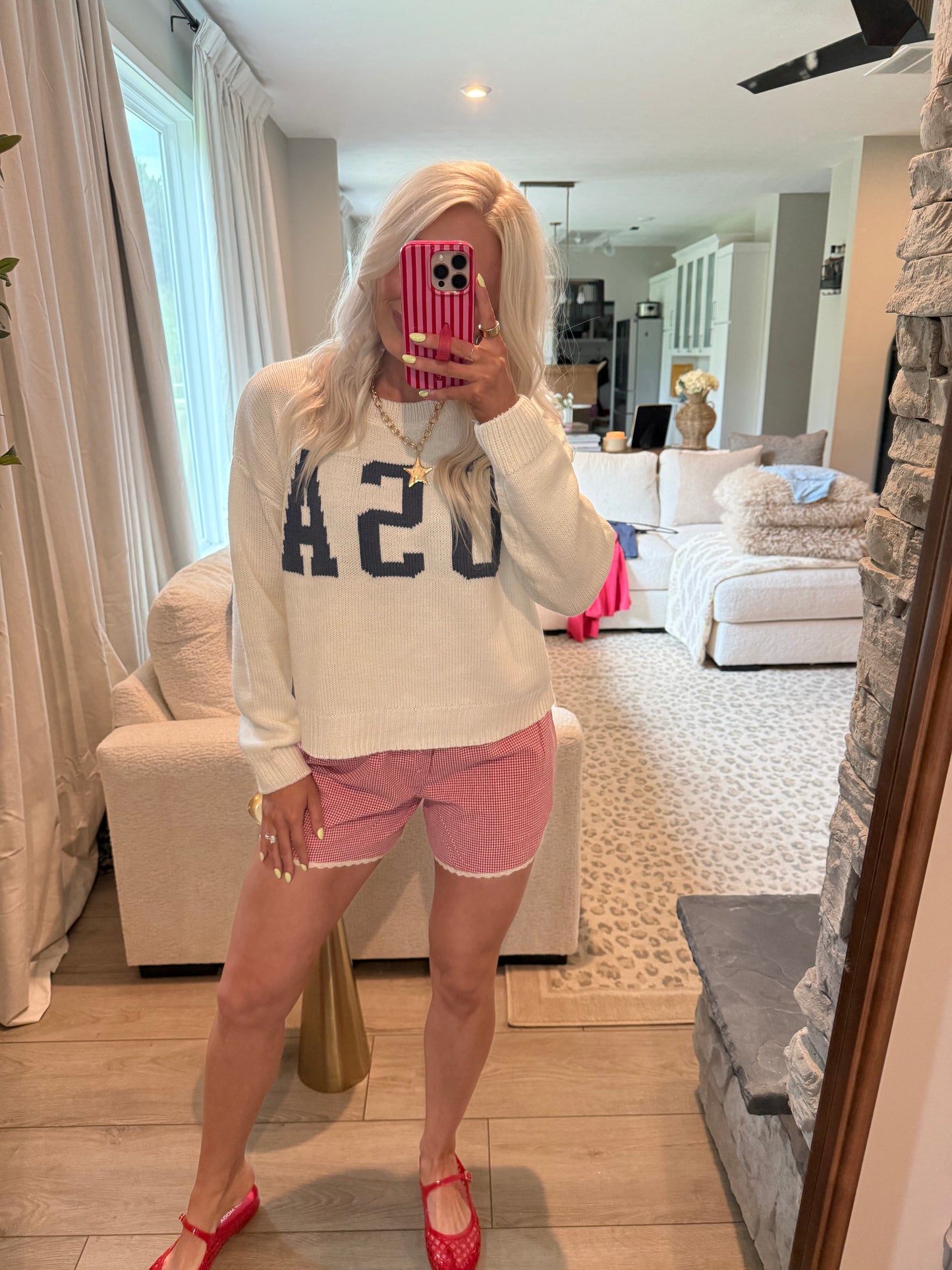 Renee Red Checker Short