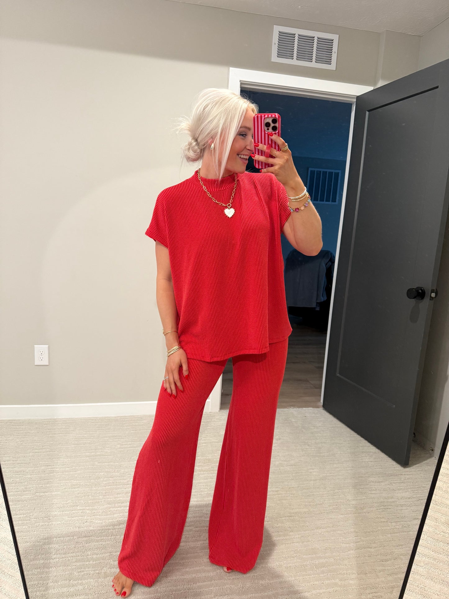 Ryan Ribbed Cap Sleeve Pant Set