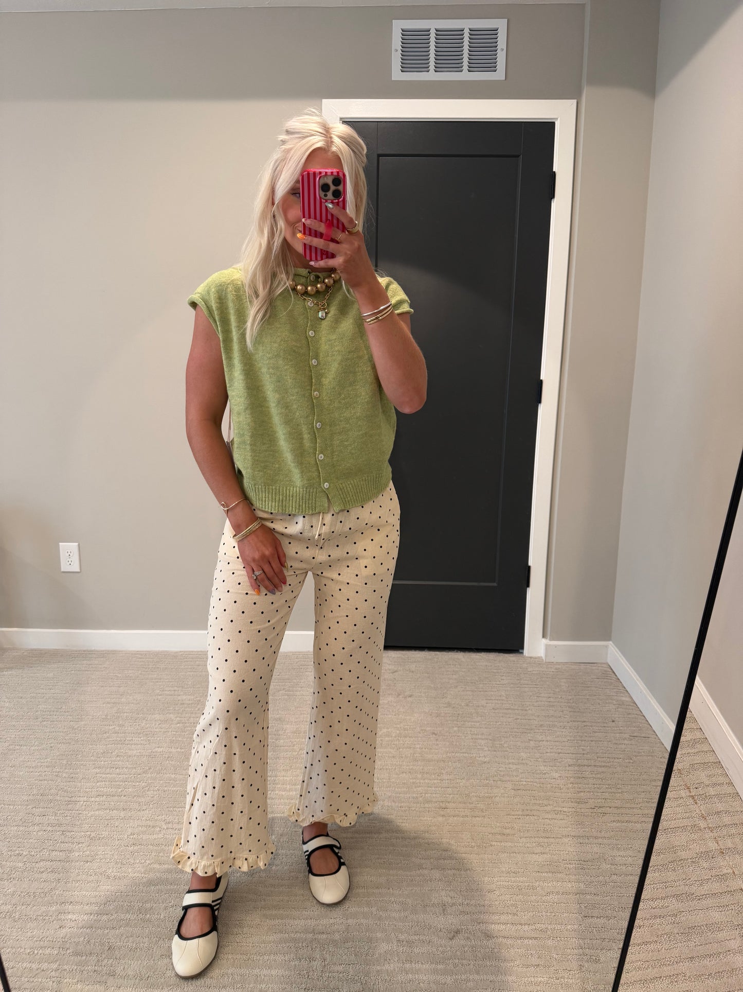 Carley Cream & Black Polkadot Pant