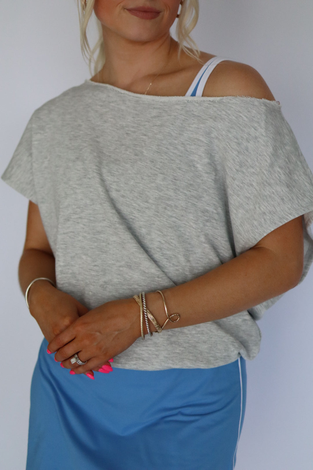 French Terry Shoulder Top
