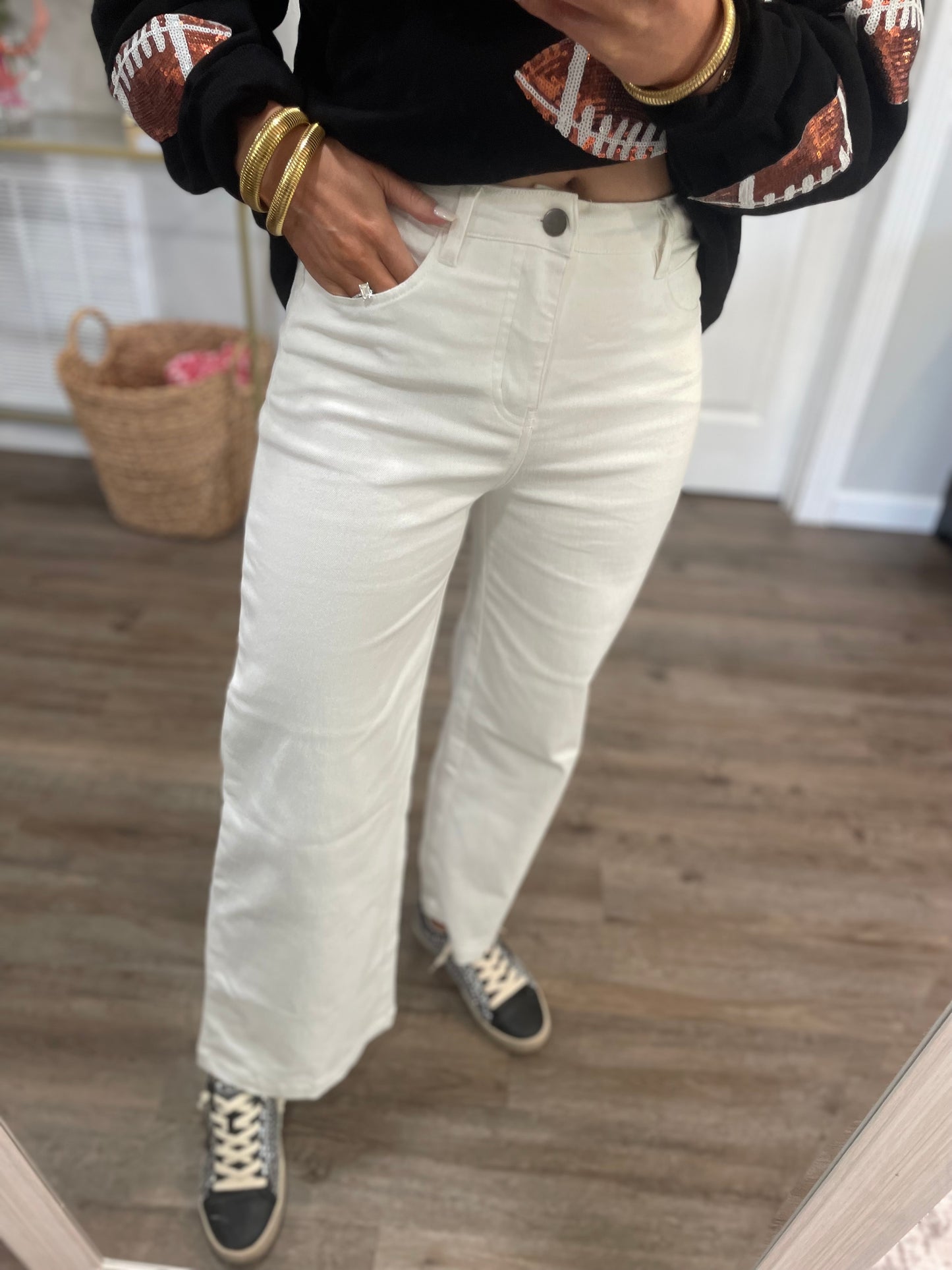 Wide Leg White Denim