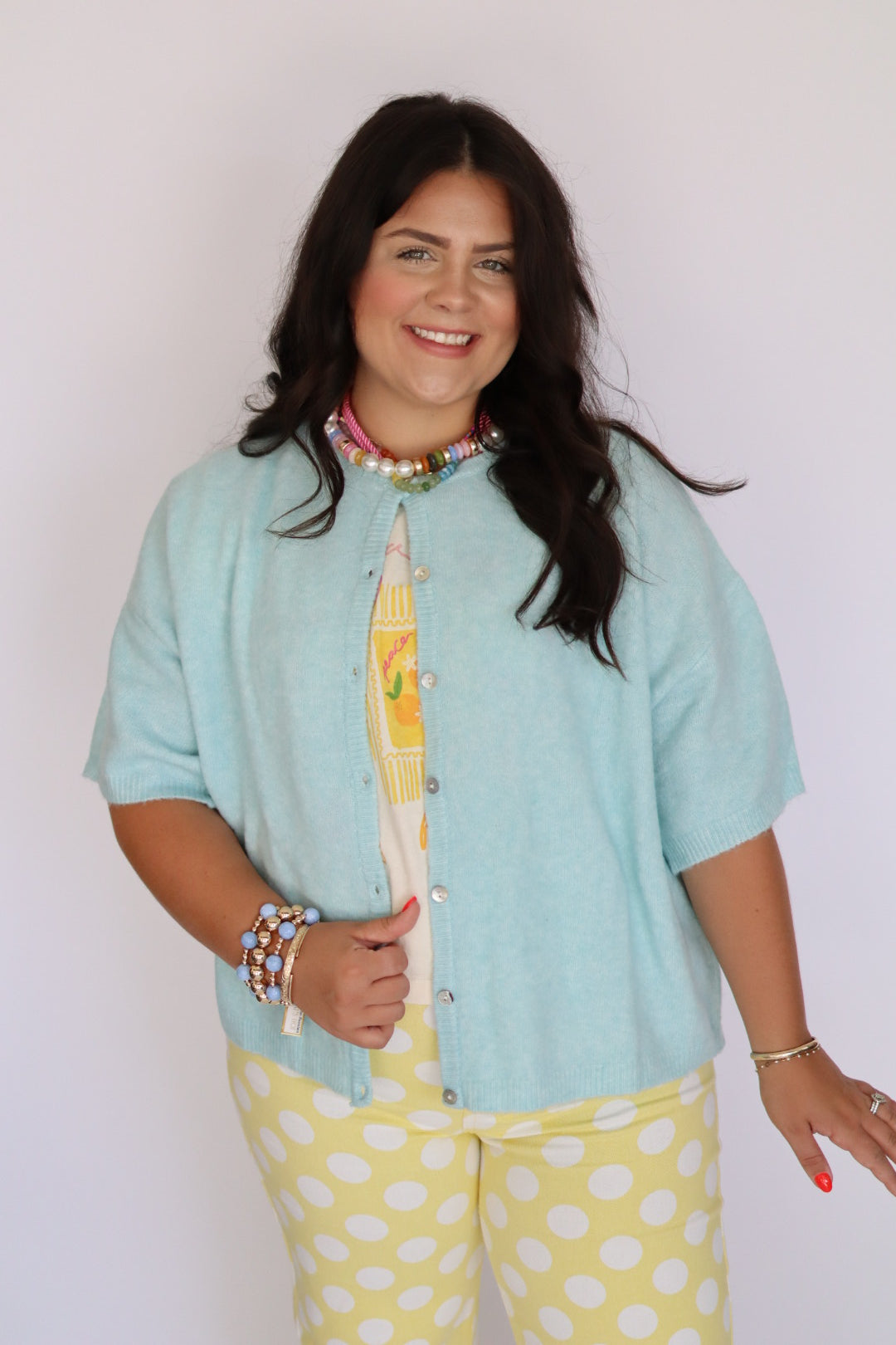 Blue Mint Short Sleeve Cardigan