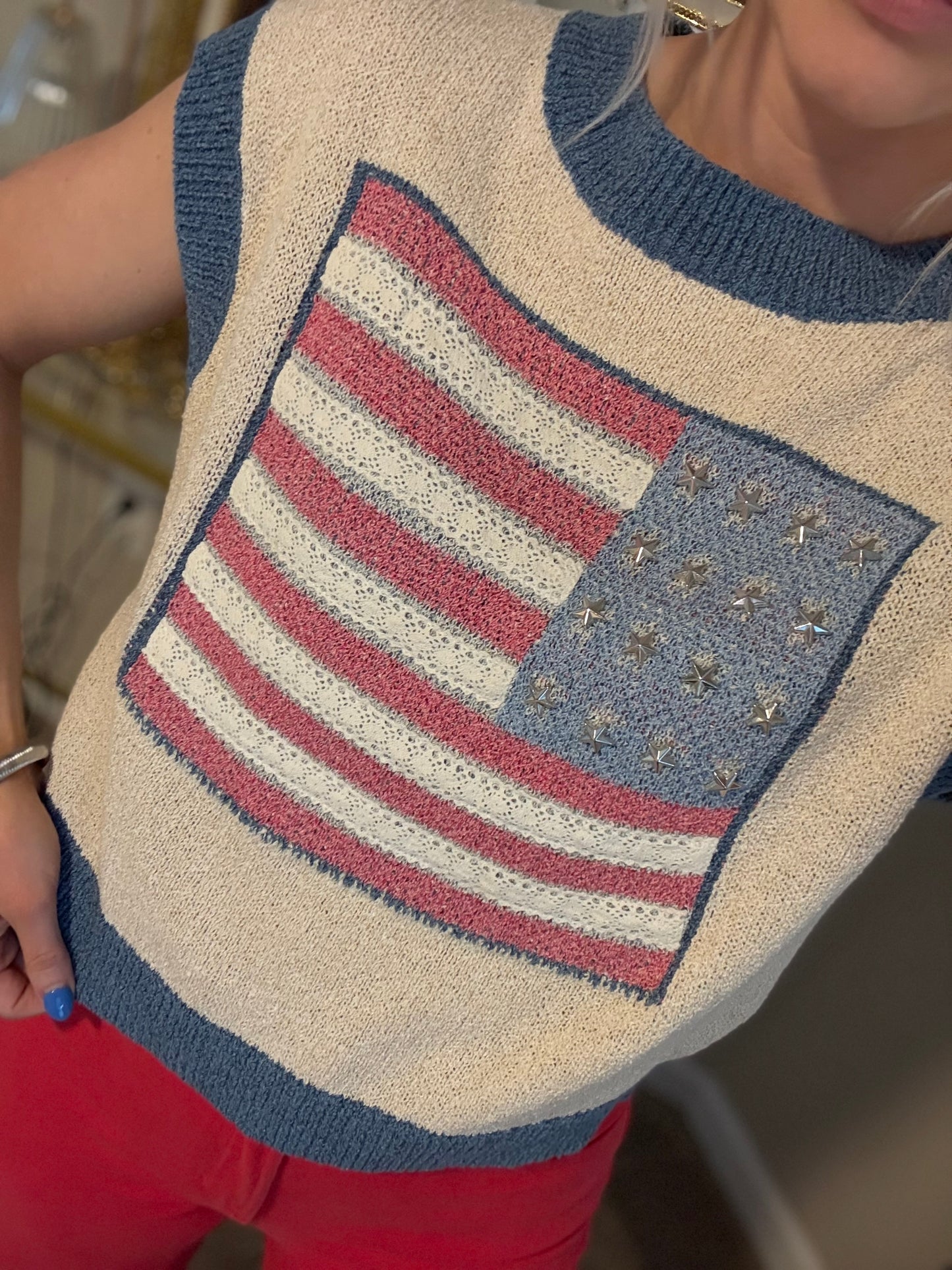 USA Studded Flag Sweater