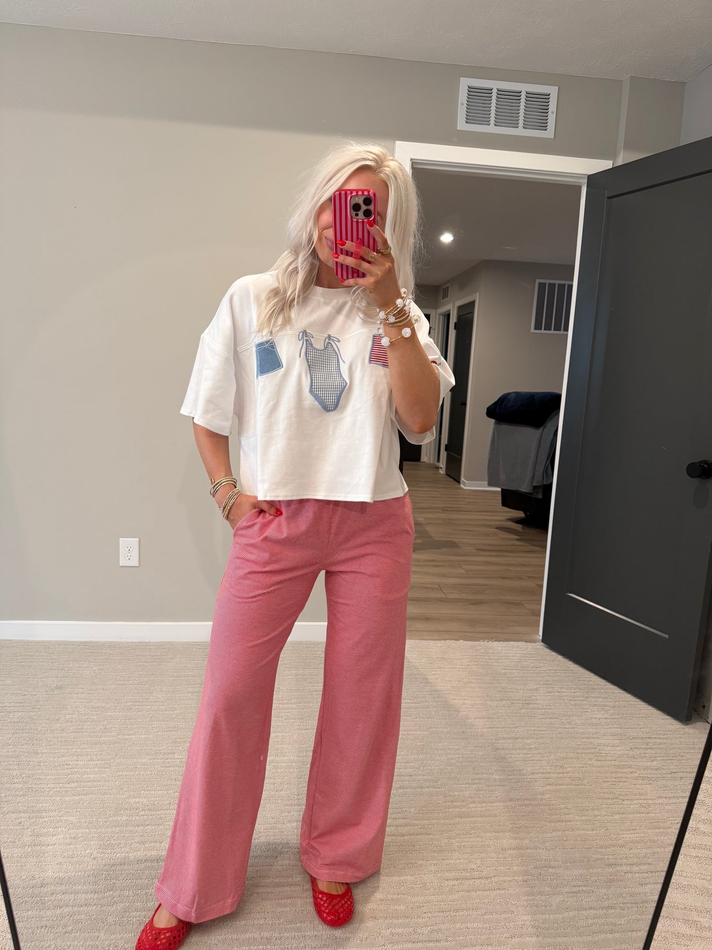 Ruby Red Stripe Pant