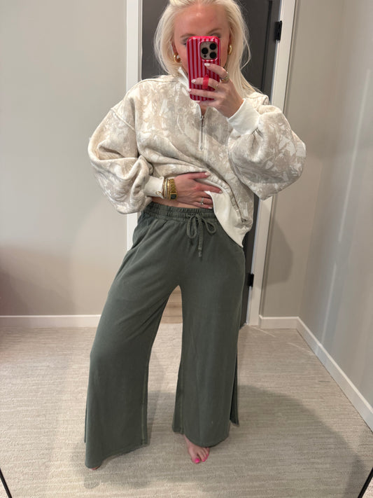 Olive Bubbly Flow Pant