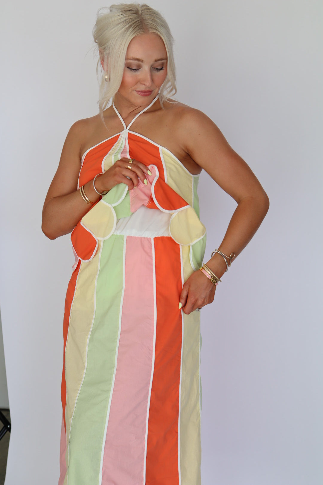 Sunset Scalloped Midi Dress