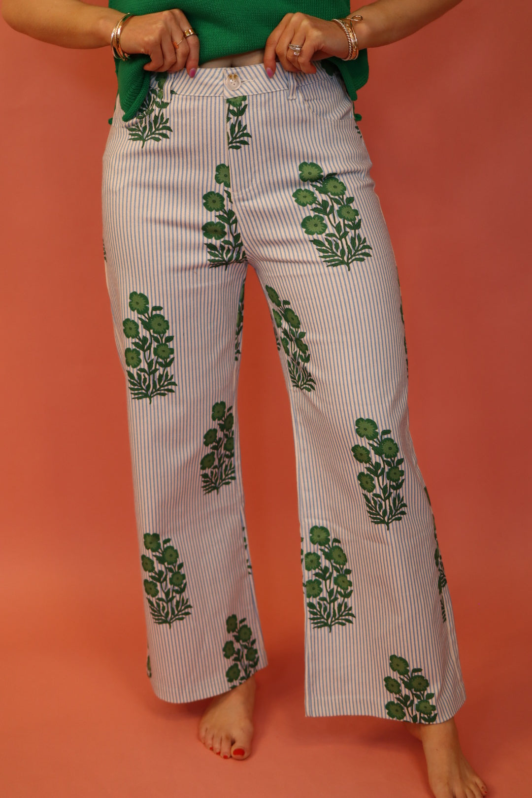 Delilah Stripe Floral Denim ￼