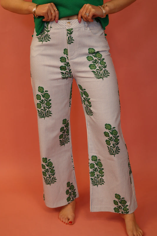 Delilah Stripe Floral Denim ￼