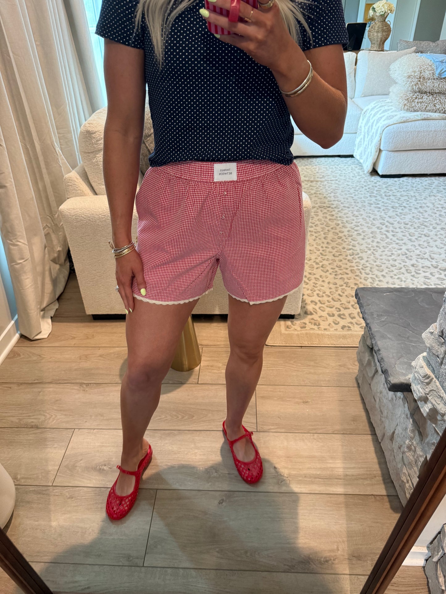 Renee Red Checker Short