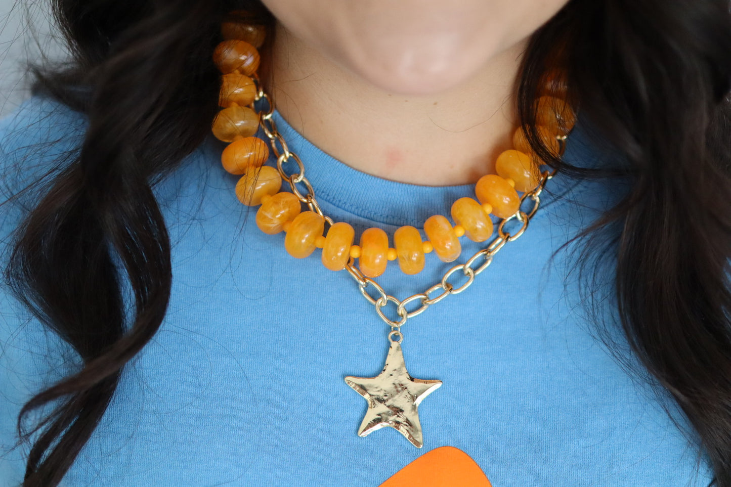 Orange Beaded Neckalce