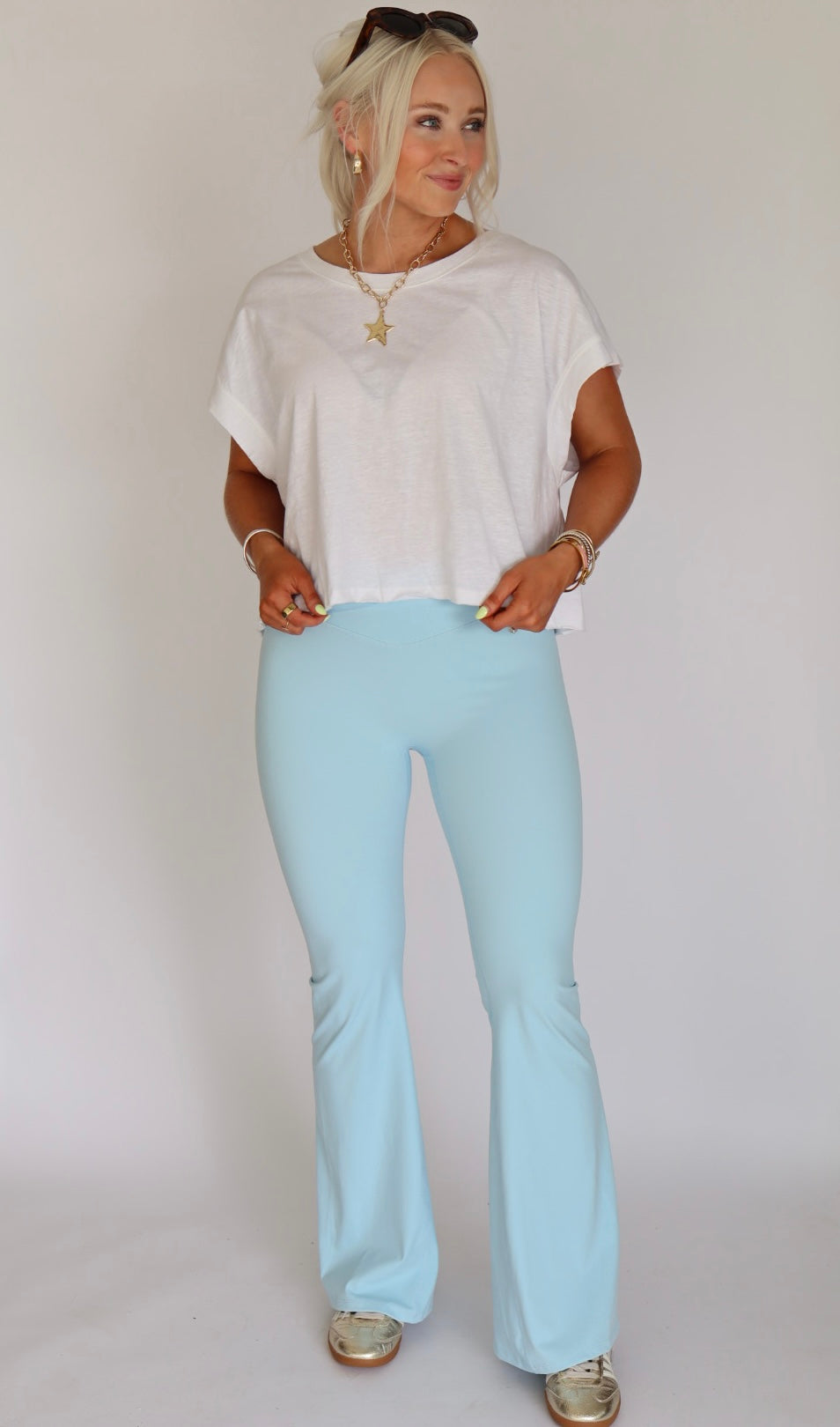 Baby Blue Crossover Yoga Pant