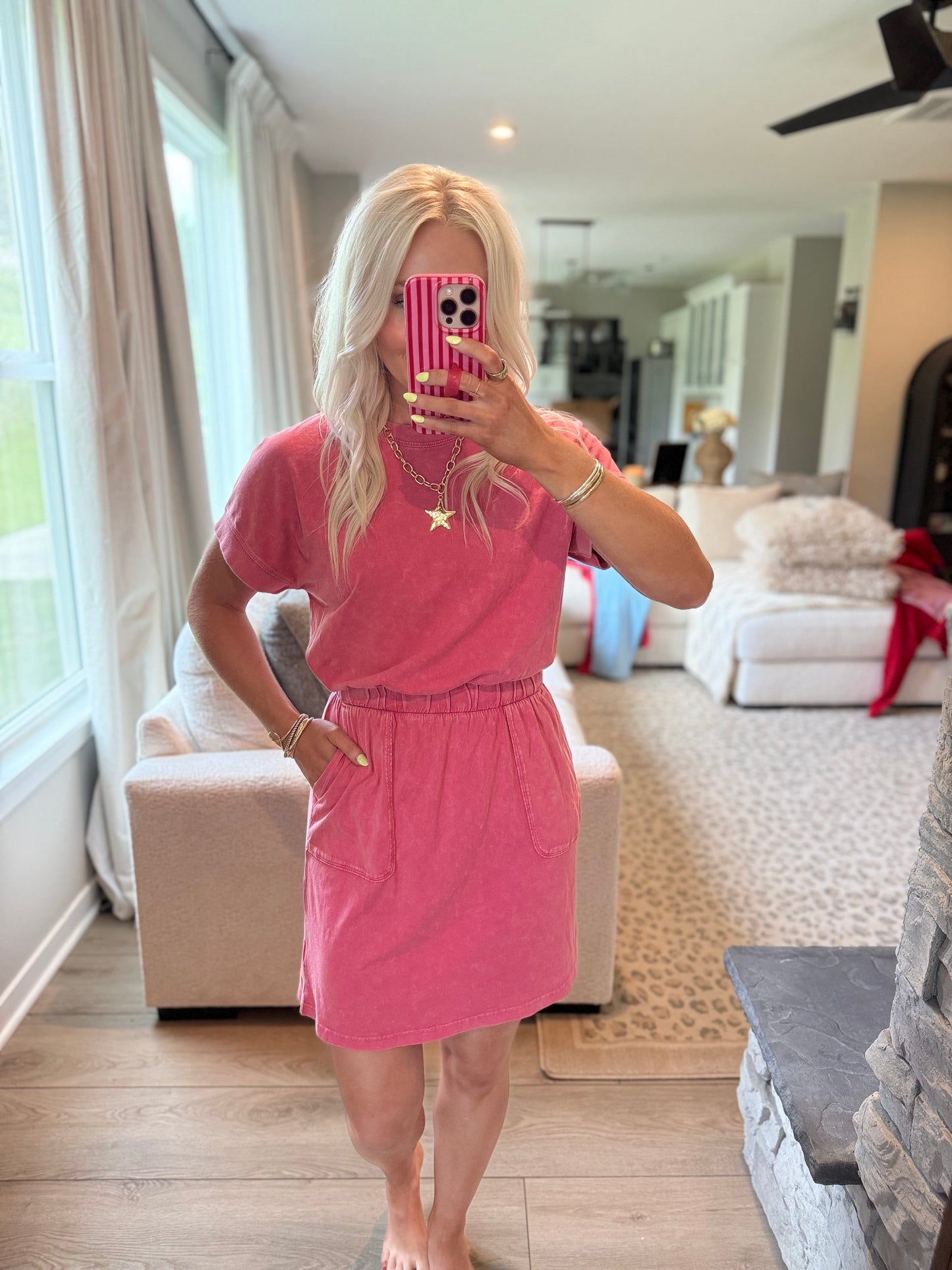 French Pink Mini Dress
