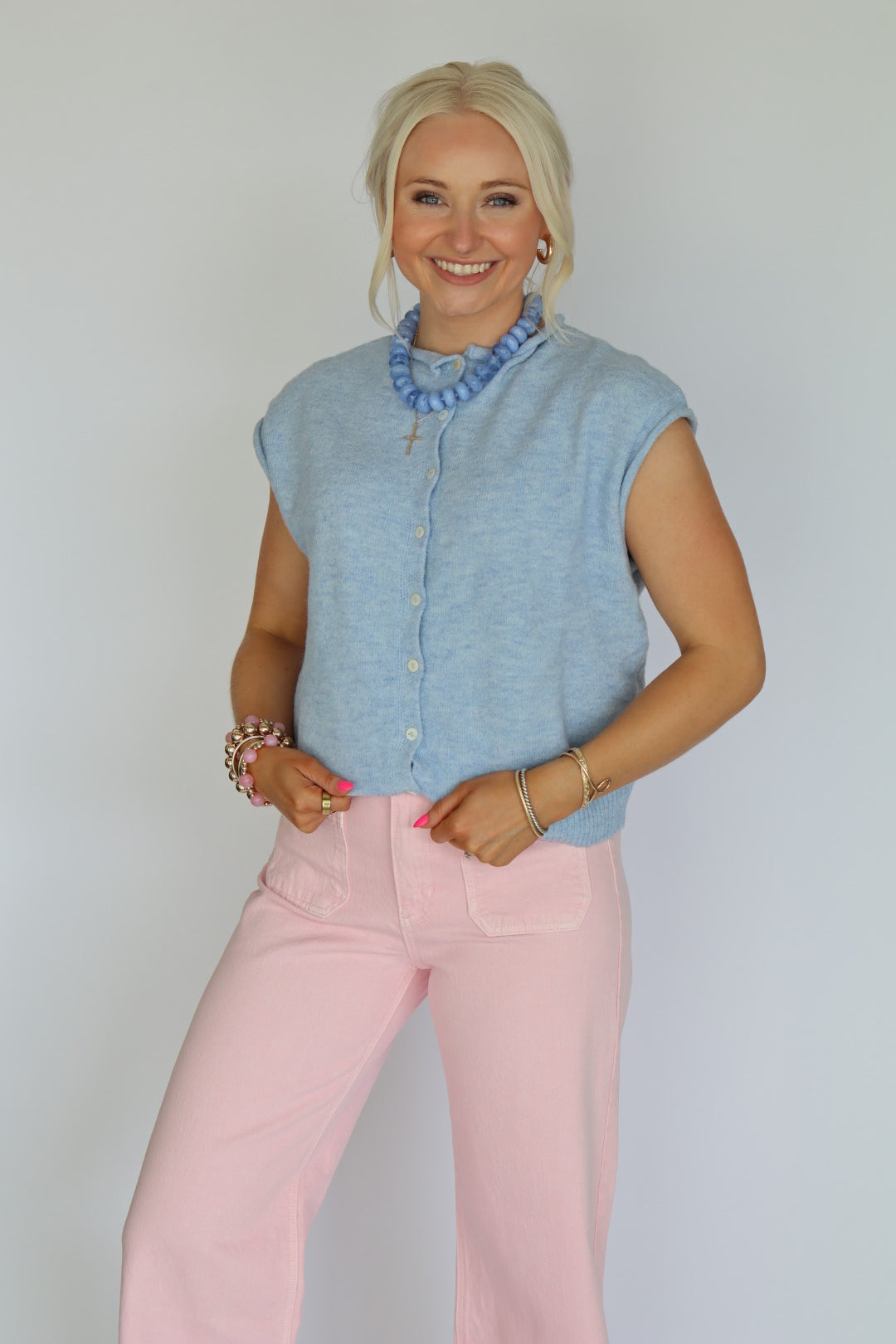 Sky Blue Sweater Vest Cardigan