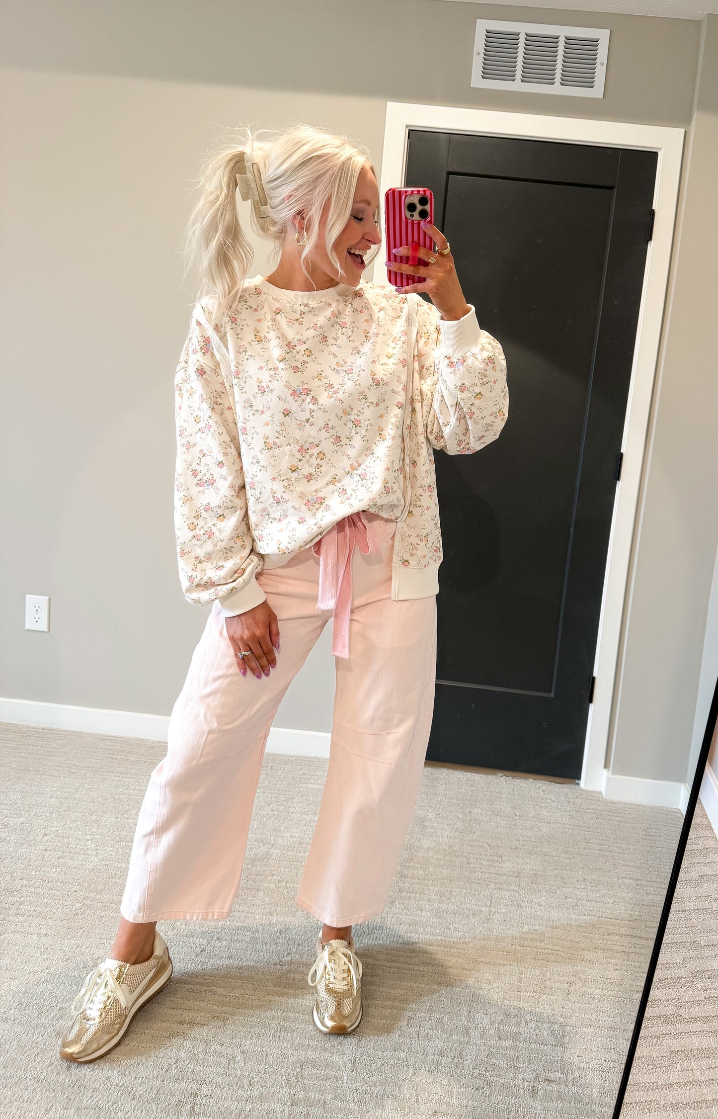 Lt. Pink Barrel Denim Pant