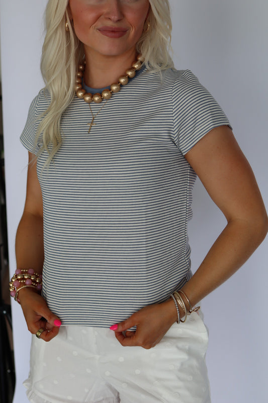 Cream & Blue Tee
