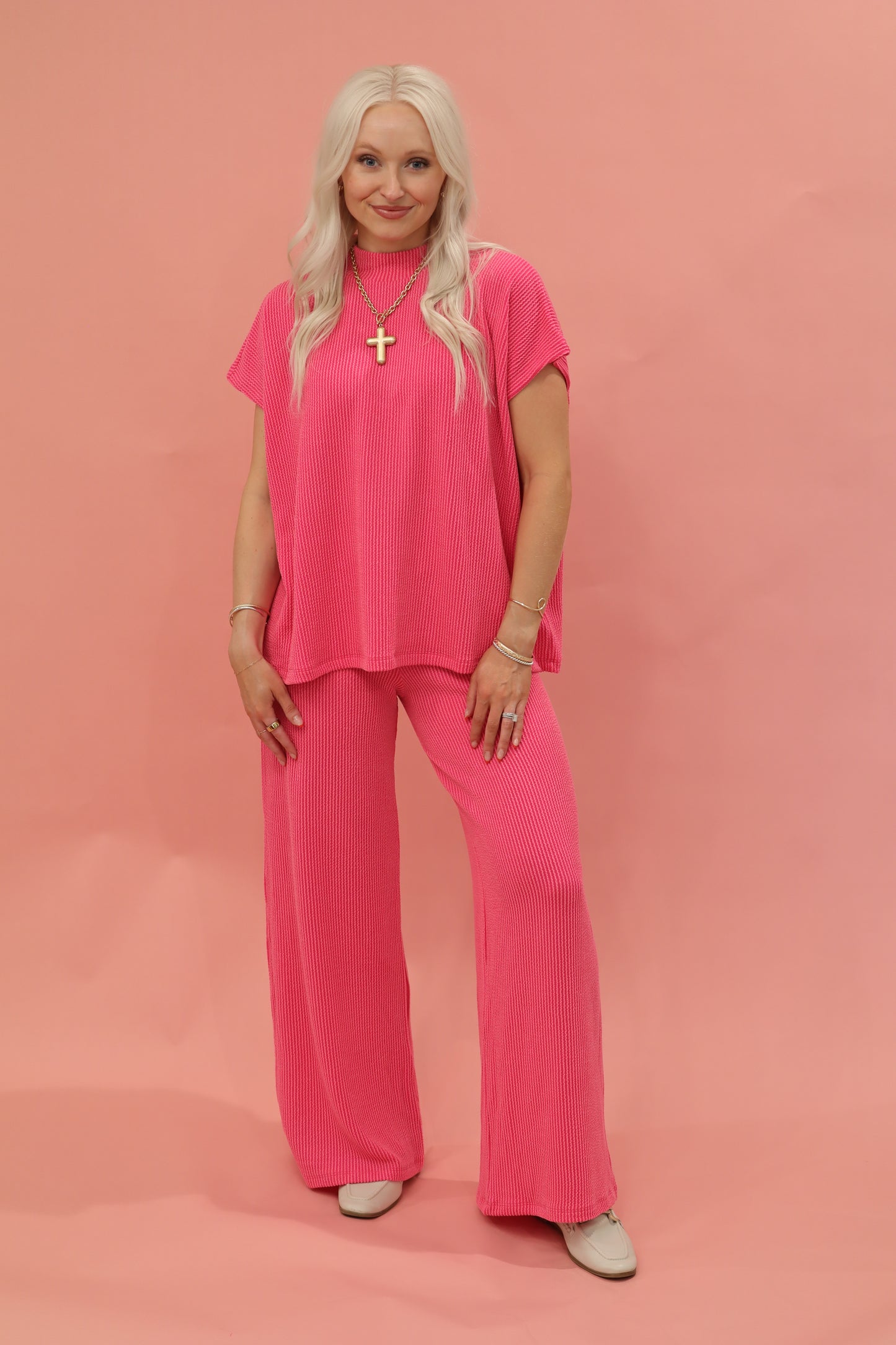 Ryan Ribbed Cap Sleeve Pant Set