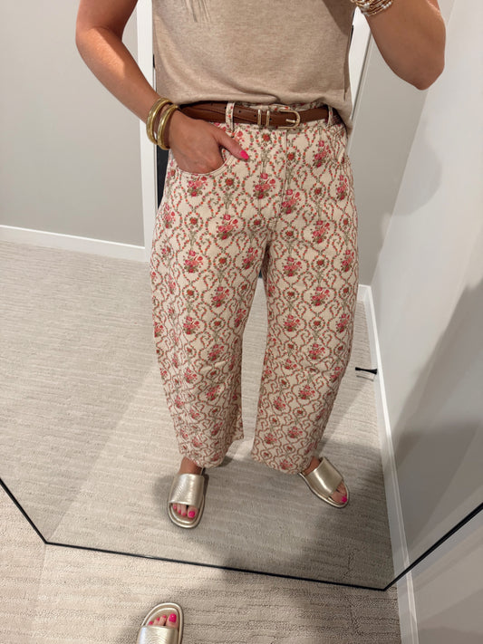 Jacqueline Orange & Pink Floral Barrel Pant