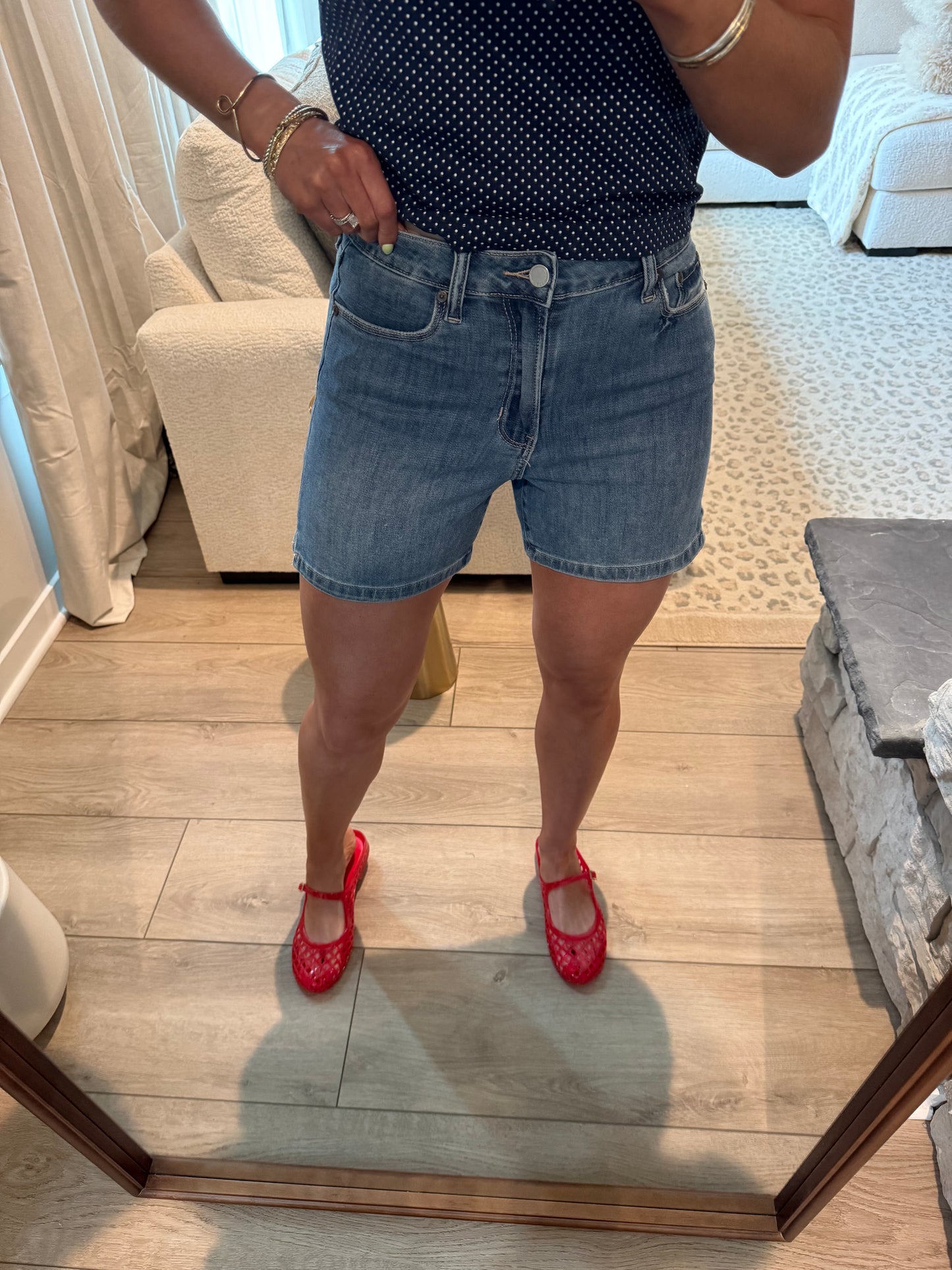 Americana Side Slit Denim Short