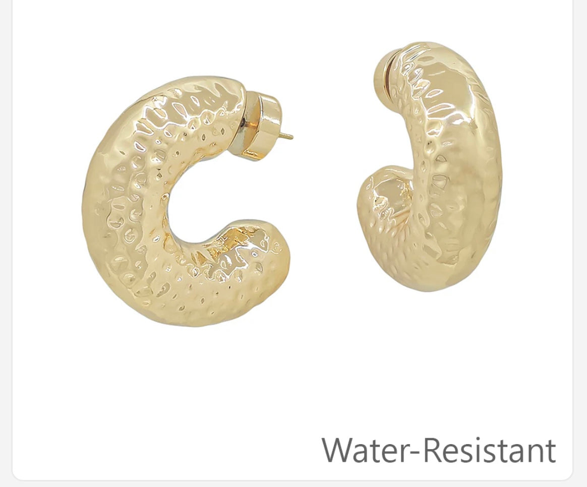 Chunky Gold Hammered Earrings