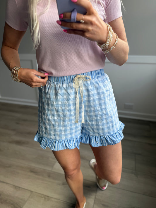 Riley Ruffled Seersucker Shorty
