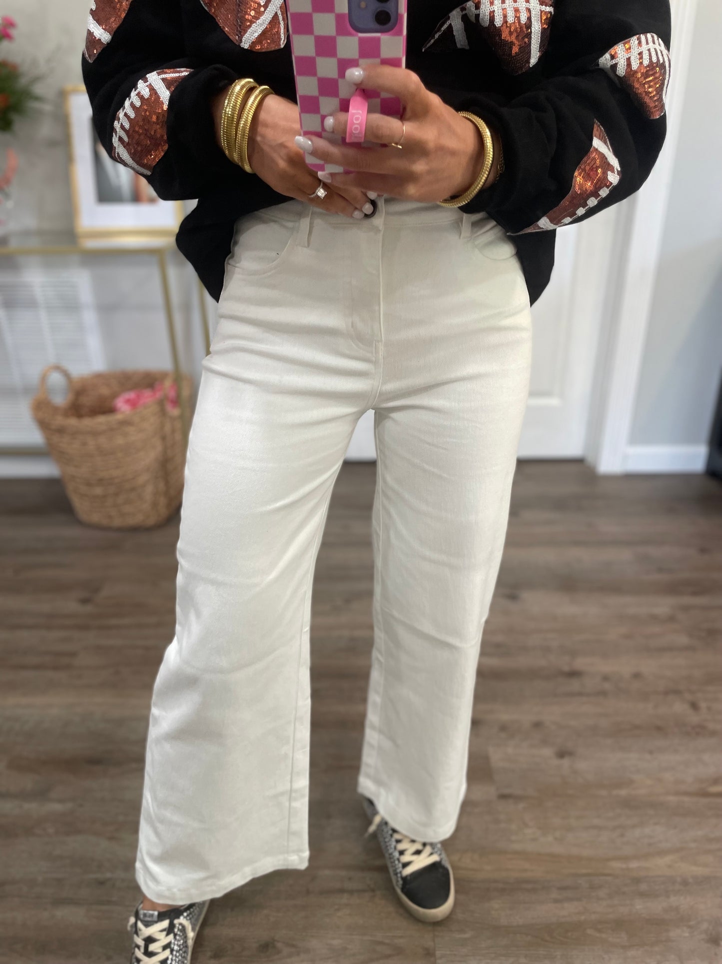 Wide Leg White Denim