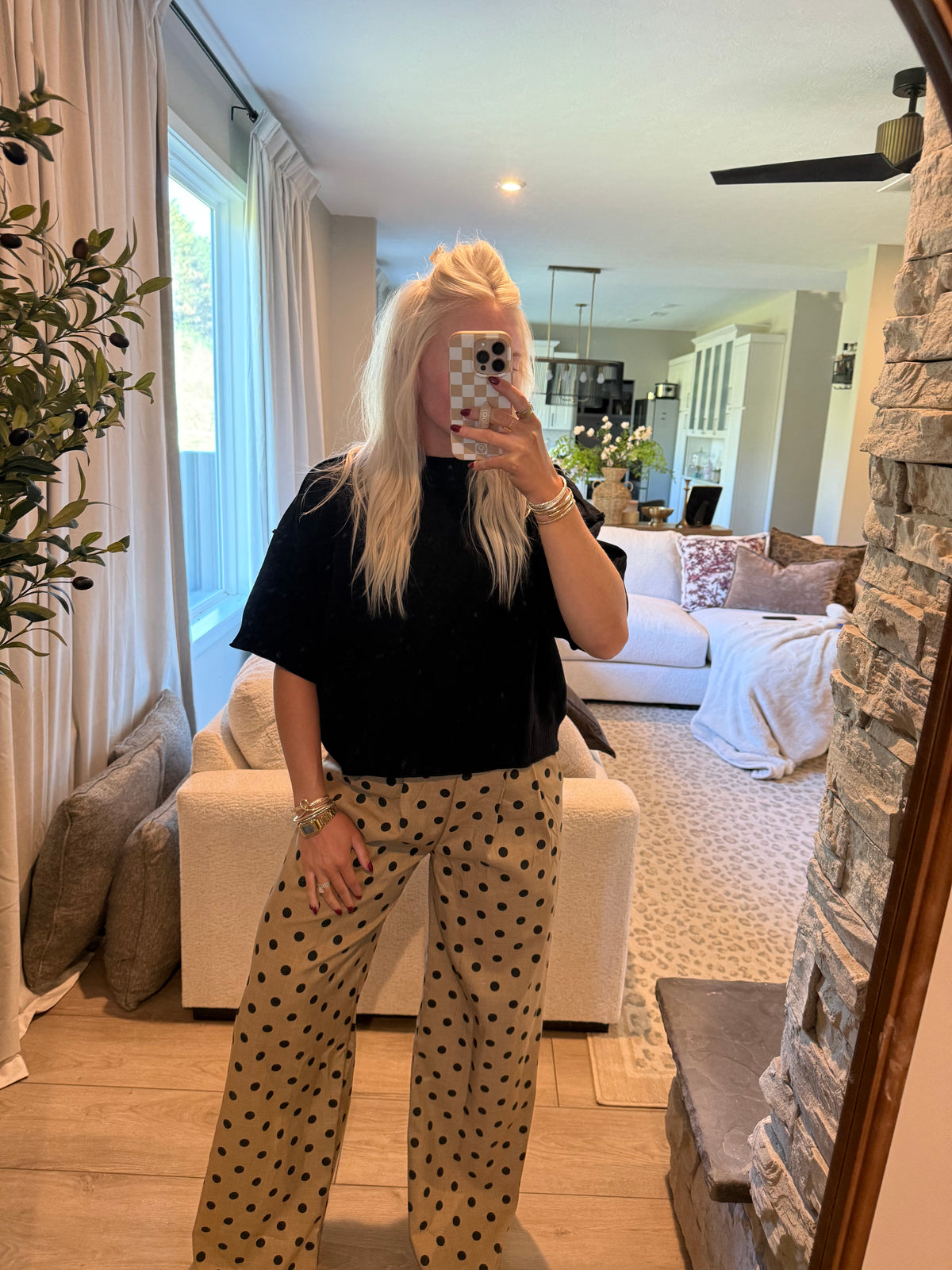 Camel Black Polkadot Pant
