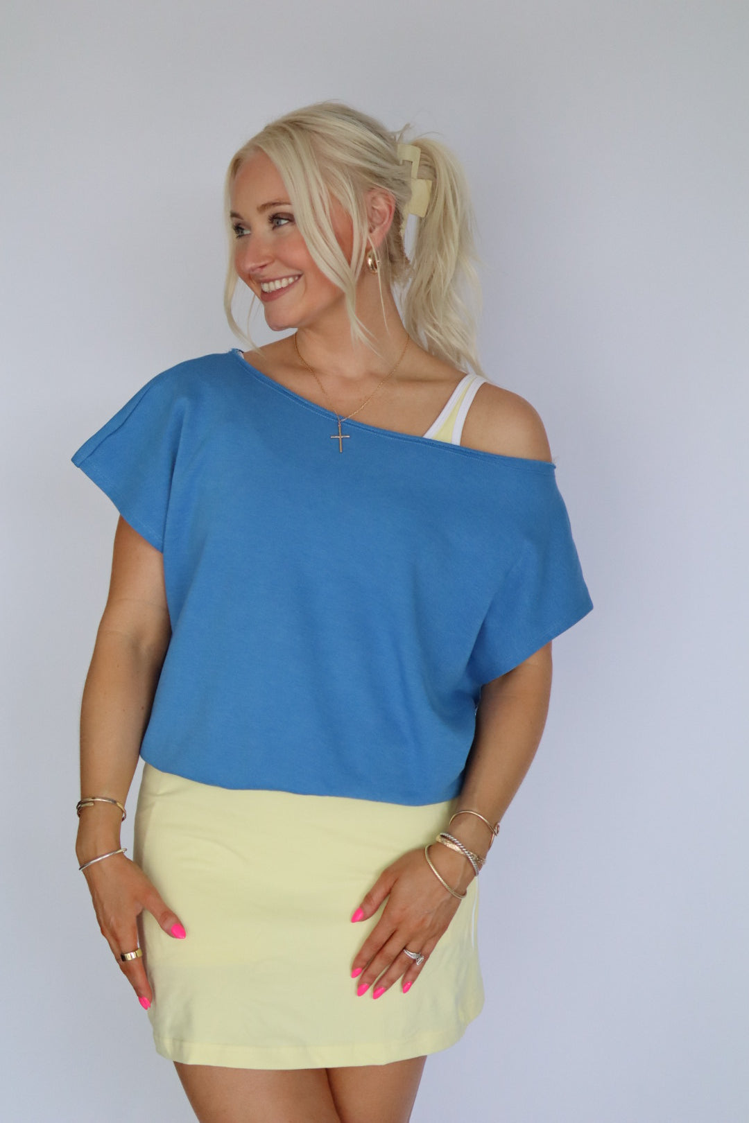 French Terry Shoulder Top