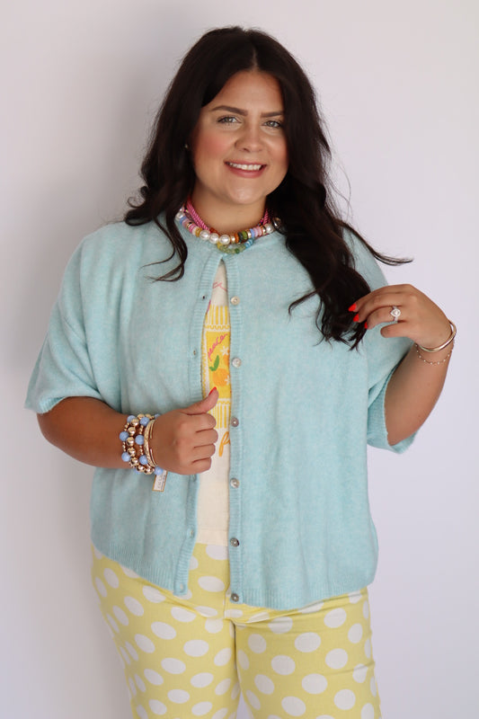Blue Mint Short Sleeve Cardigan