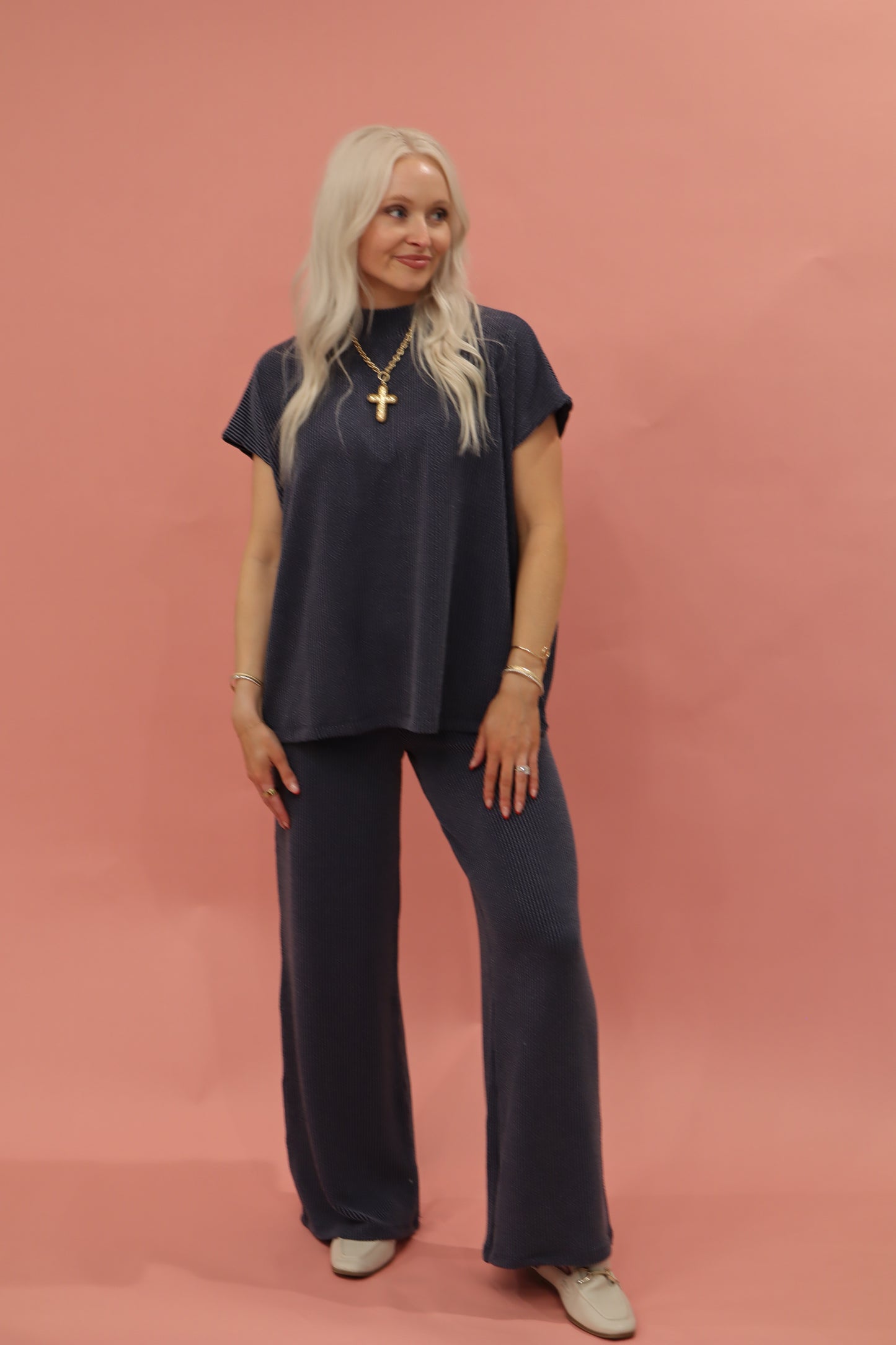 Ryan Ribbed Cap Sleeve Pant Set