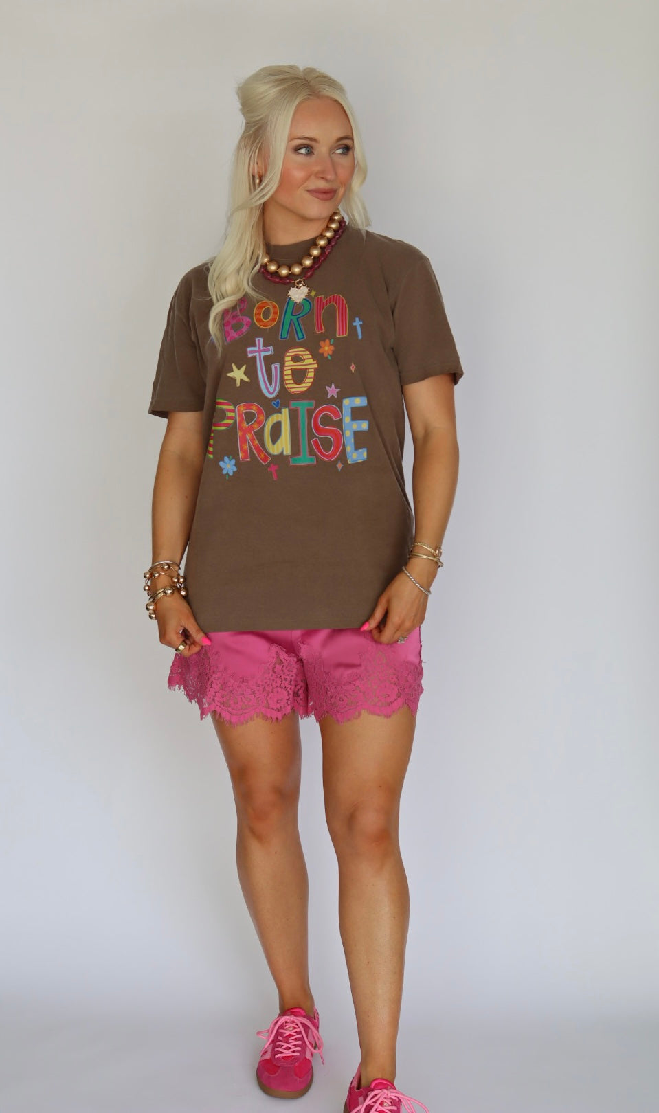 Fuchsia Lace Short