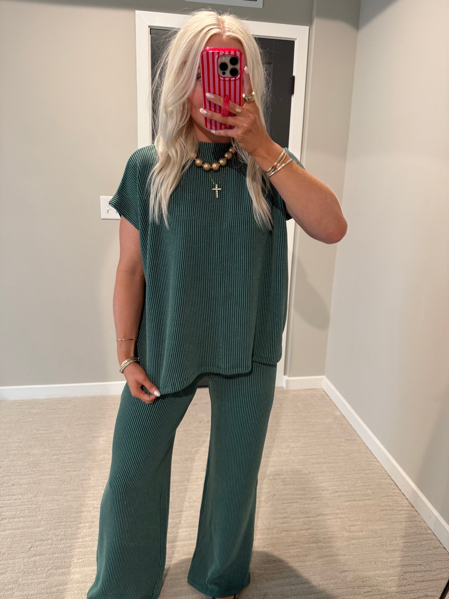 Hunter Green Ribbed Set