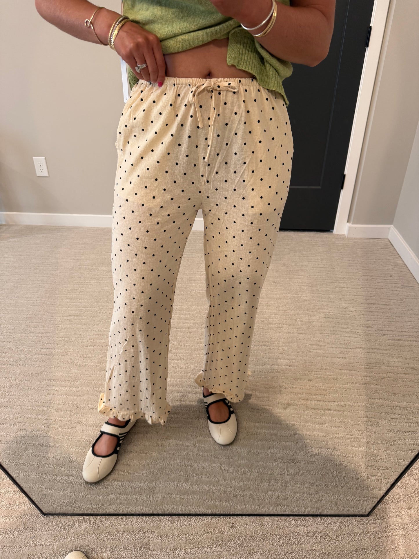 Carley Cream & Black Polkadot Pant