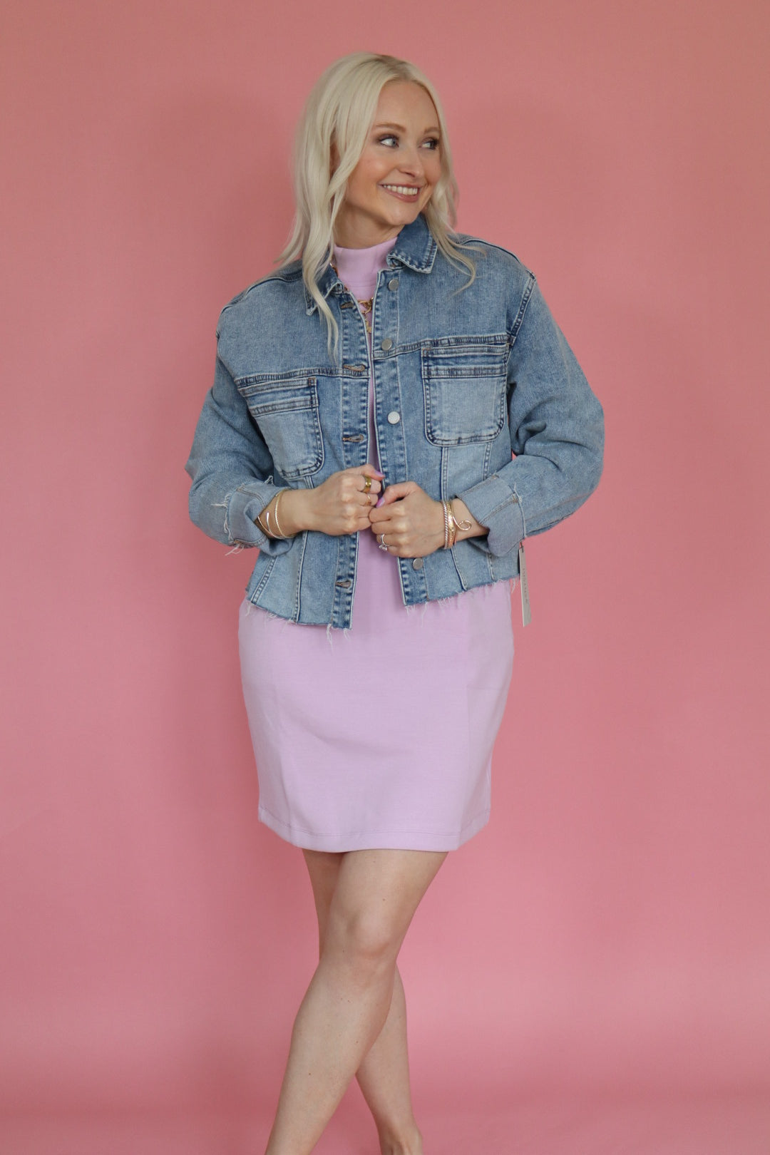 Light Denim Frayed Jacket