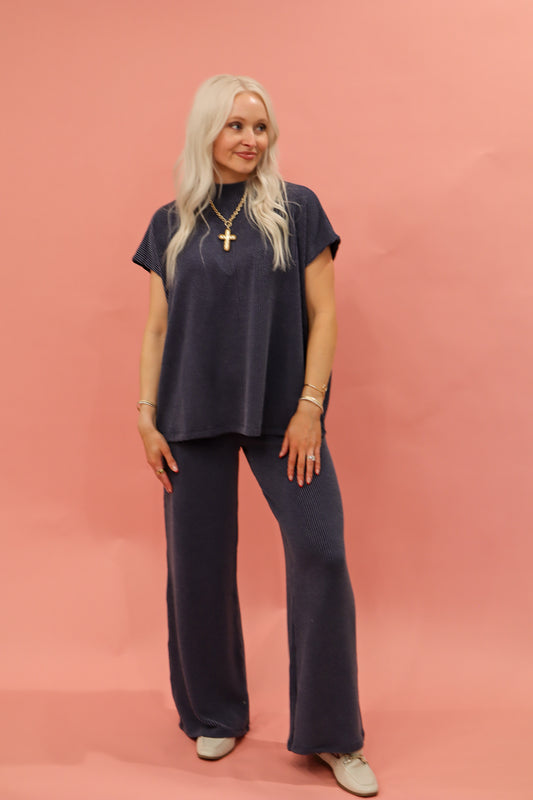 Ryan Ribbed Cap Sleeve Pant Set