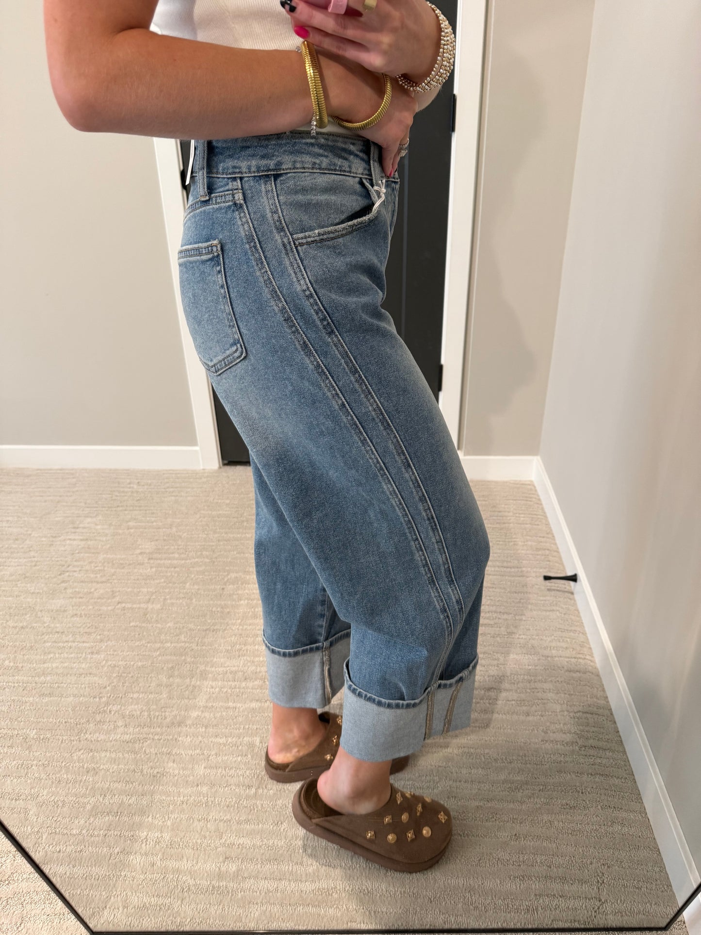 Medium Cuffed Denim Barrel Pant