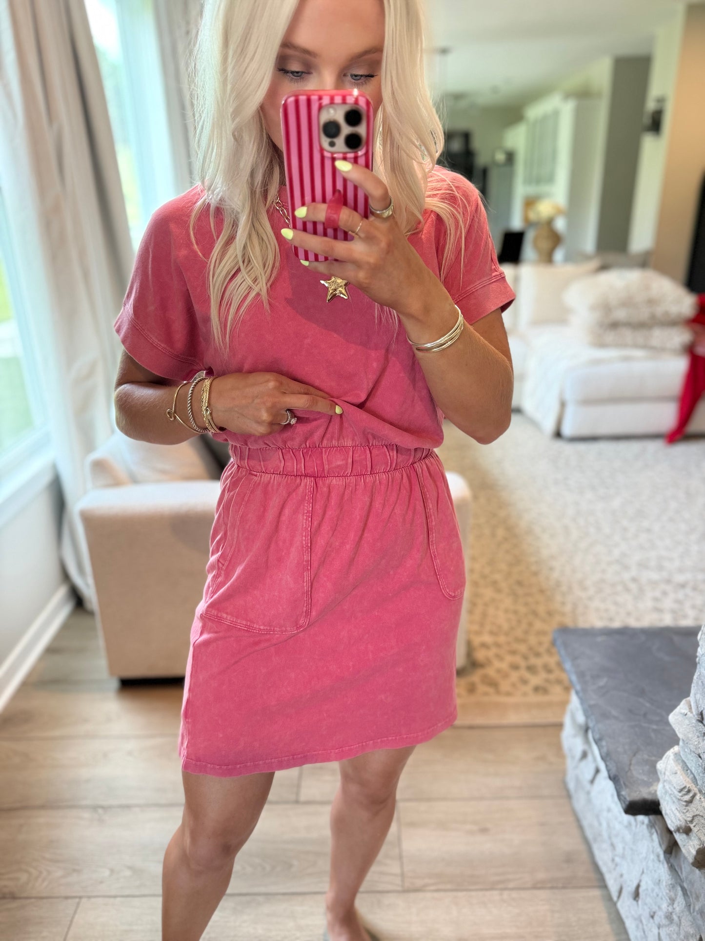 French Pink Mini Dress