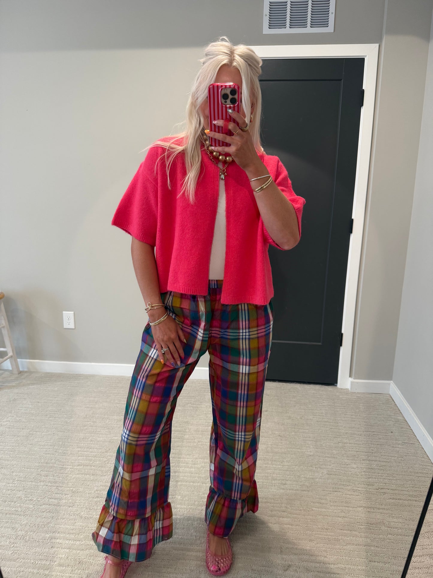 Preppy Plaid Ruffle Pant