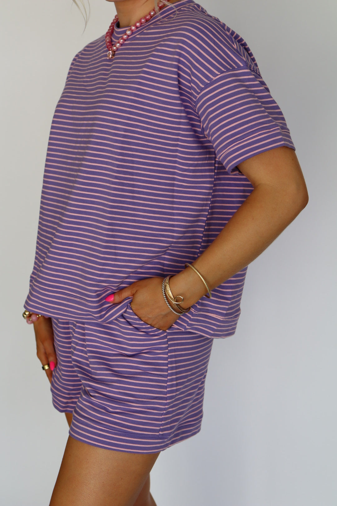 Piper Purple Multi Stripe Short Set